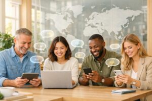 People looking at a computer